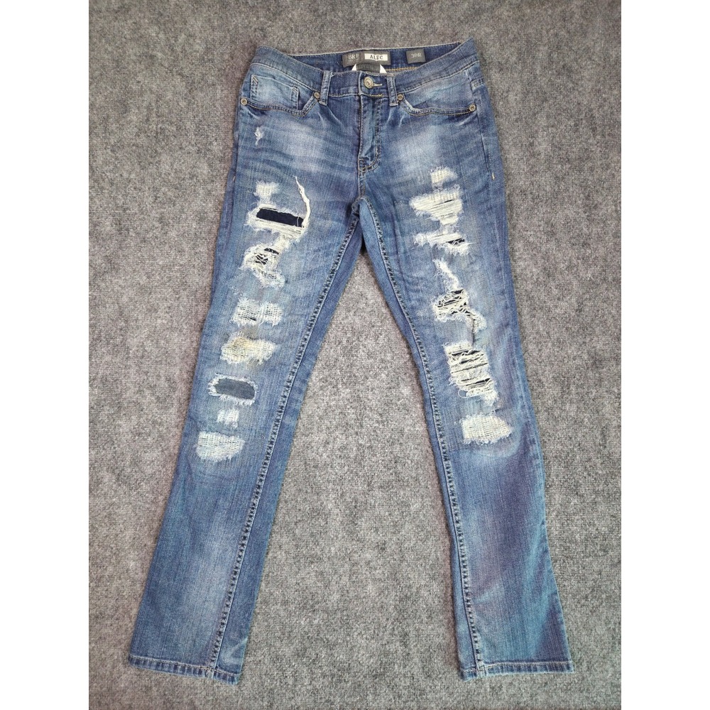 BKE Alec Jeans Mens 30R Blue Straight Leg Distressed Ripped Denim
